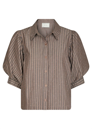 Etta soft stripe stone skjorte Brown Neo Noir 